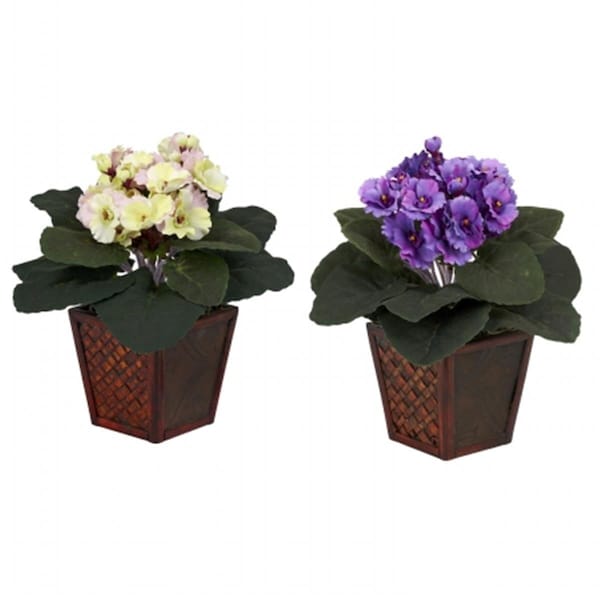 Dare2Decor African Violet with Vase Silk Plant, 2PK DA408476 - main