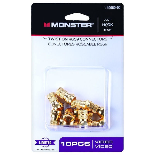 Monster Cable Just Hook It Up Twist-On RG59 Coaxial Connector, 10PK 140080-00 - main