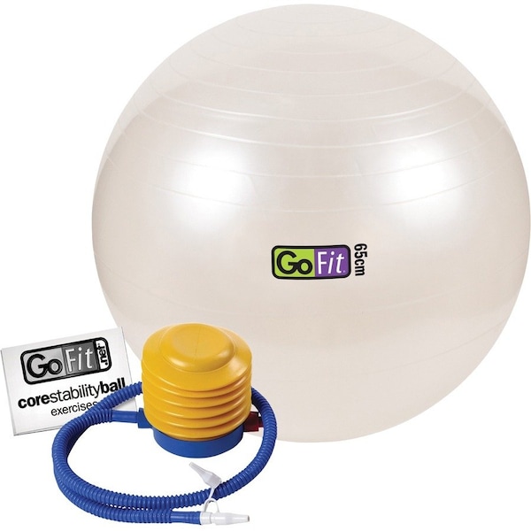 Gofit Exercise Ball with Pump (65cm; White) GF-65BALL - main