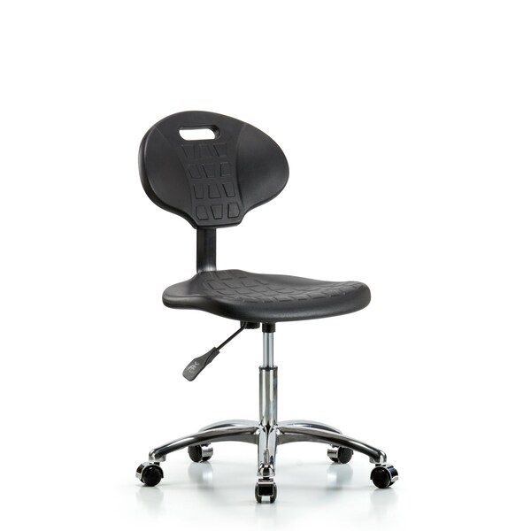 Blue Ridge Ergonomics Desk Chair Erie Desk Chair, Chrome, Casters, No Arms, 17-1/2" to 22-1/2" Height, Black; Blue BR-TPDHCH-CR-A0-CC - main