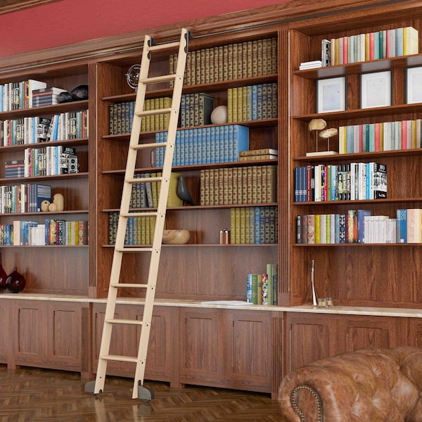 Quiet Glide 9.92 ft. Maple Contemporary Wheel Bronze Rolling Hook Removable Ladder, 12 ft. Rail QG.540-10MA-12-H.07 - main