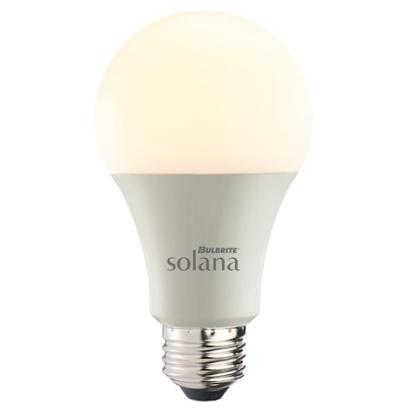 Bulbrite Solana Smart LED Wifi Light Bulb, A19 / E26 Base, 8W, 2200K-6500K , White Finish Frost 1-PK 190120 - main