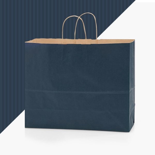 Nashville Wraps Navy Blue Shadow Stripe Kraft Bags, Vogue 16x6x13, 100PK NBSHV - main