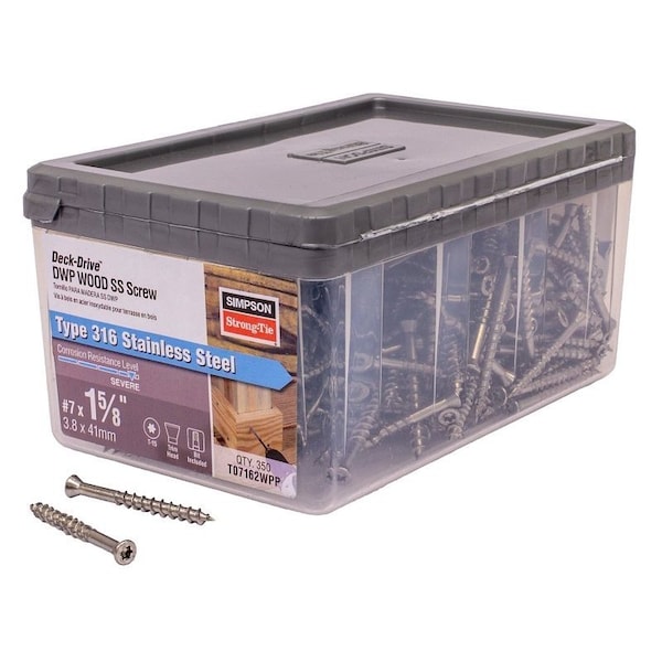 Simpson Strong-Tie Deck-Drive DWP Screw, No 7 Thread, 1-5/8 in L, Box Thread, Flat Head, 6-Lobe Drive T07162WPP - main