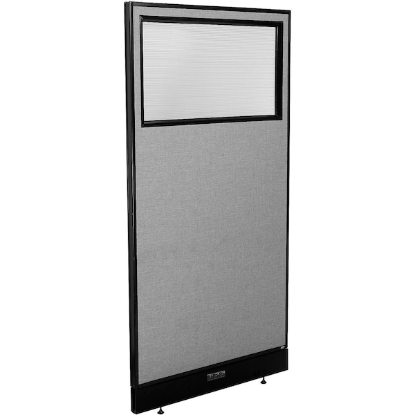 Global Industrial Interion Electric Office Partition Panel with Partial Window, 36-1/4"W x 100"H, Gray 695788WEGY - main