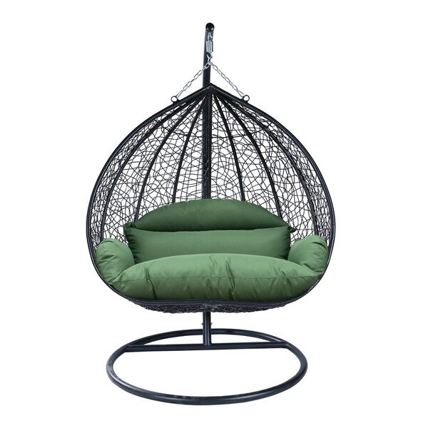 Leisuremod Teardrop Hanging Swing Chair with Stainless Steel Stand, 440 lb Capacity, Weatherproof RSCBL-57DG - main