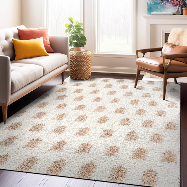 World Rug Gallery Scandinavian Arrow Shag Area Rug 5 ft x 7 ft Beige WR126BEIGE5X7 - main