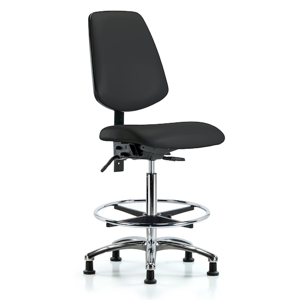 Blue Ridge Ergonomics High Bench Chair No Arms, 26" to 35-1/2" Height, Vinyl, Black BR-VHBCH-MB-CR-T1-A0-CF-RG-8540 - main
