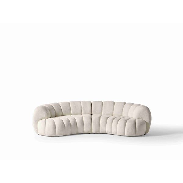 Homeroots 118" White Chenille Curved Sofa With Toss Pillows 719428 - main