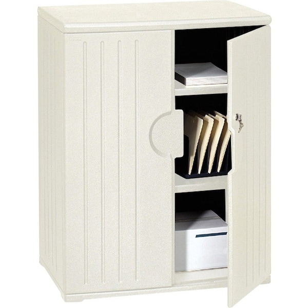 Iceberg Rough n Ready Storage Cabinet, Platinum Granite, HDPE, 2 Shelves, 36 in W x 22 in D x 46 in H 92563 - main