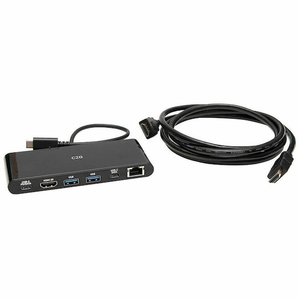 C2G USB-C 6-in-1 Mini Docking Station Bundle for Laptops C2G54479 - main