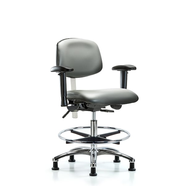 Blue Ridge Ergonomics Vinyl Clean Room Chair, Adjustable Arms BR-NCR-VMBCH-CR-T1-A1-CF-RG-8840 - main