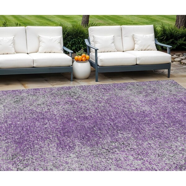 Homeroots 10' X 14' Plum Purple And Silver Oriental Washable Indoor Outdoor Area Rug 588839 - main