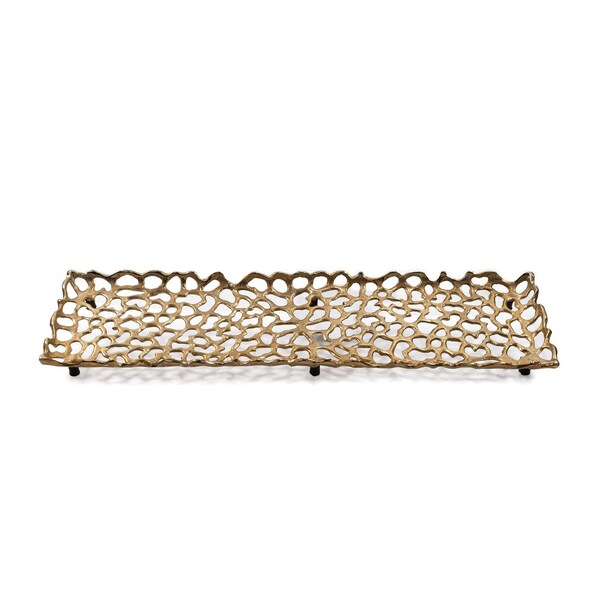 Homeroots 28" Gold Aluminum Handmade Platter 654294 - main