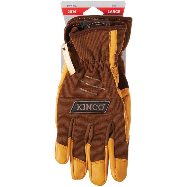Kinco KincoPro Mens Large Brown Polyester-Spandex Back Synthetic Leather Work Glove 2014-L - main