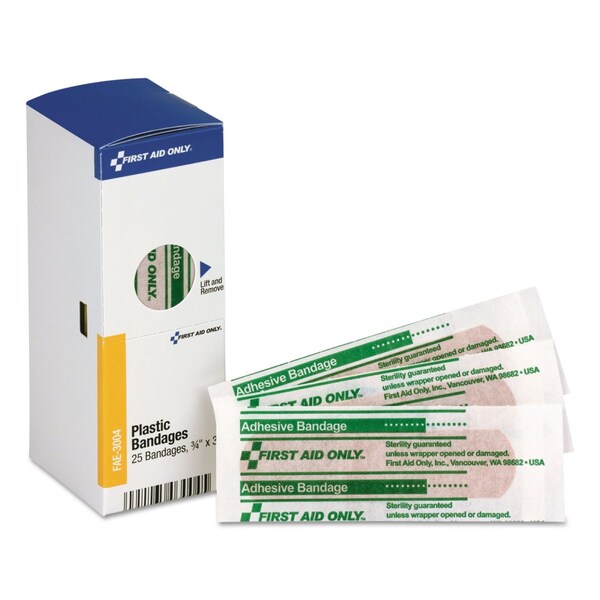 First Aid Only SmartCompliance Plastic Bandages, 3/4 x 3, PK25 FAE-3004 - main
