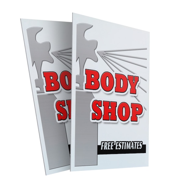 Signmission Body Shop Free Estimates, Plastic Signs Only 24 Inch x 36 Inch, Corrugated Plastic, 2PK CSB-2436-2PACK-Body Shop Free Estimates - main