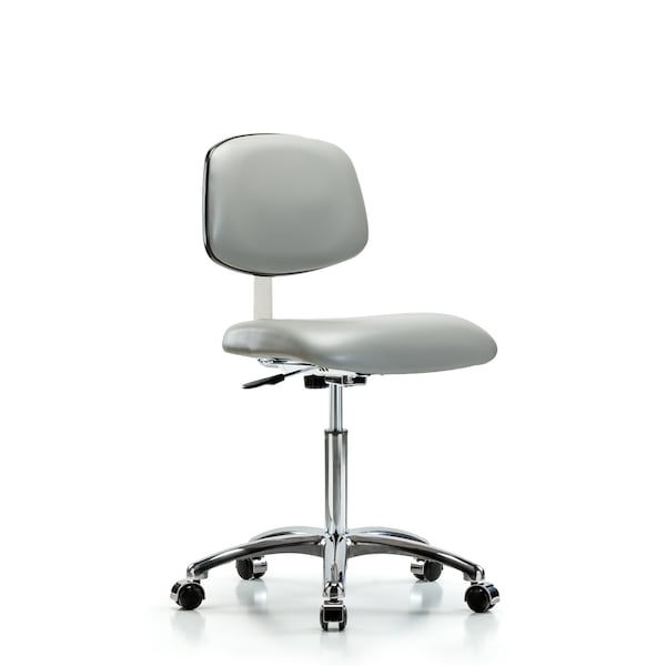 Blue Ridge Ergonomics Clean Room Chair Med Ben Chair, Vin, Chrm, Casters, Dov, CL10, 22" to 29" Height, Vinyl, Dove BR-CLR-VMBCH-CR-NF-CC-8567 - main