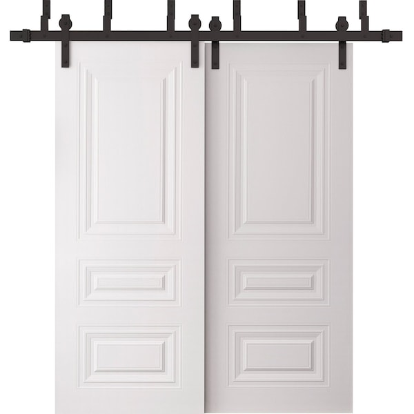 Sartodoors Sliding Closet Barn Bypass Doors 64 x 96 inches, BASIC 9233 White, 6.6ft Rails Hardware Set, Wood BASIC9233BBB-SKIN-6496 - main