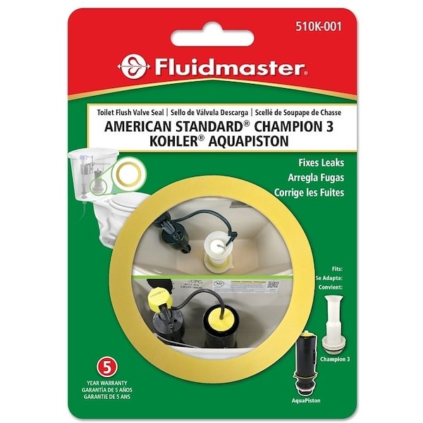 Fluidmaster Toilet Flush Valve Seal, For American Standard Champion 3, Kohler AquaPiston Flush Valves 510K-001-P10 - main