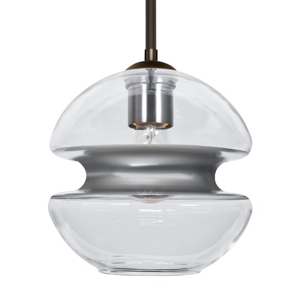 Besa Lighting Hula 8 Stem Pendant, Clear/Silver, Bronze Finish, 1x60W Medium base 1TT-HULA8SL-BR - main