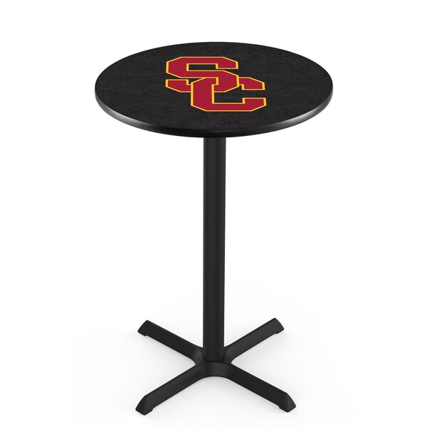 Holland Bar Stool Co 42" Blk Wrinkle USC Trojans Pub Table, 36" dia. Top L211B4236SouCal - main