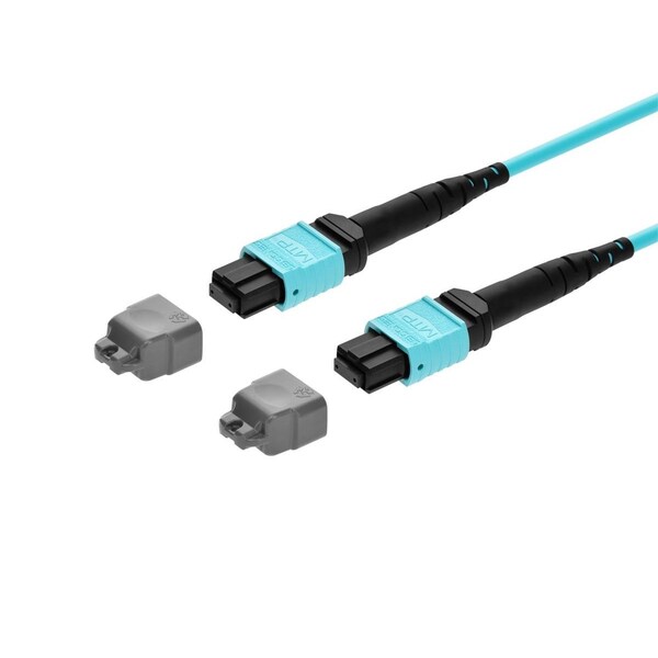 Monoprice Monopric MM OM4 OFC MTP-12 UPC (F) to MTP-12 UPC (F) 12-Fiber OFNP Type A Aqua 1m 48213 - main