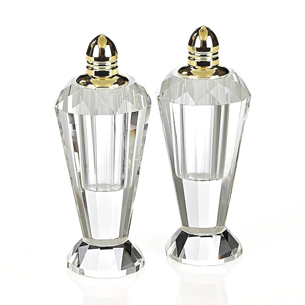 Homeroots Set of Two Clear And Gold Crystal Geometric Pepper Shakers 376101 - main