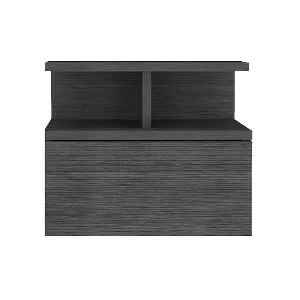 Homeroots 13" Dark Gray Wood One Drawer Floating Nightstand 546380 - main