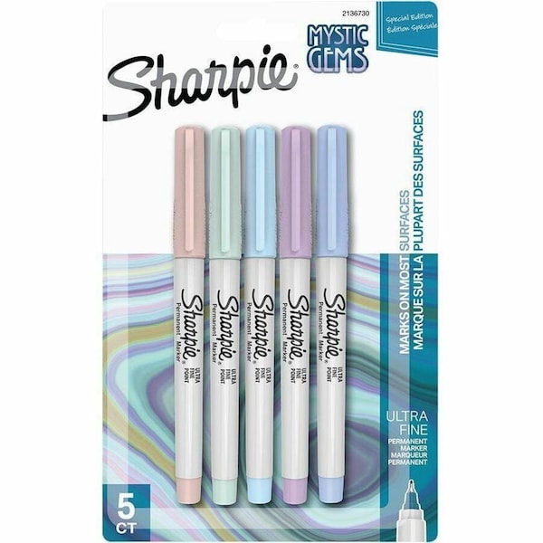 Sharpie Mystic Gems Permanent Markers, Ultra Fine Marker Point, Multi Ink, 6PK 2136730 - main