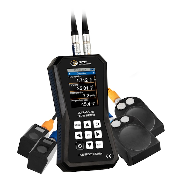 Pce Instruments Ultrasonic flow meter, +/-32 m/s with S+L sensors DN 15-6000 mm (0.6-236.2 in) and 32 GB datalogger PCE-TDS 200 SL - main