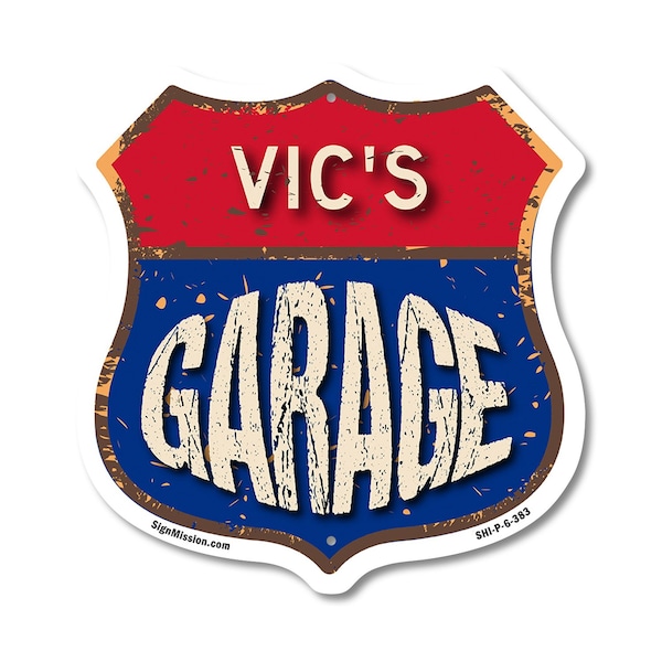 Signmission Vic's Garage, 6 Inch X 6 Inch, Plastic Sign SHI-P-6-383-VIC - main