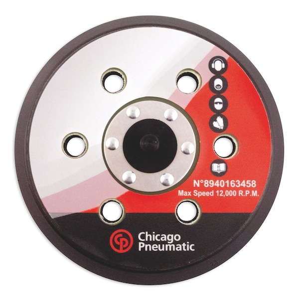 Chicago Pneumatic 6 in, H&L (Hook & Loop) Sanding Pad, 5/16-24, 6 Holes 8940163458 - main