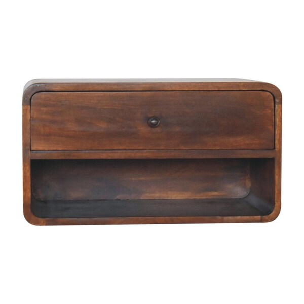 Homeroots 22" Brown Solid Wood One Drawer Floating Nightstand 712841 - main