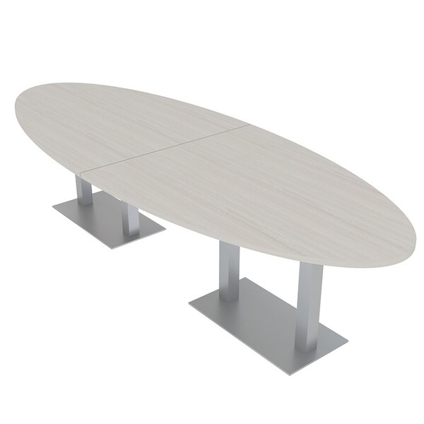 Skutchi Designs Oval Conference Table With Power, 48 in W, 120 in L, Ivory HAR-OVL-48X120-DOU-K458-NA - main