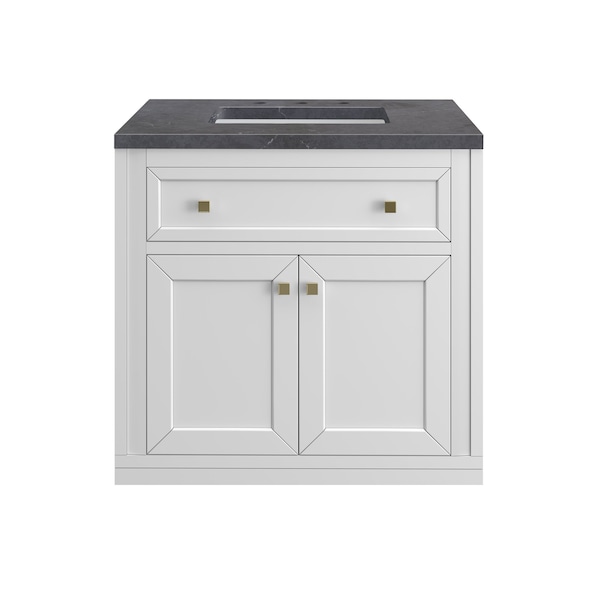 James Martin Vanities Chicago 30 in. Single Vanity, Glossy White, w/ 3 CM Charcoal Soapstone Silestone Top 503-V30-GW-3CSP - main