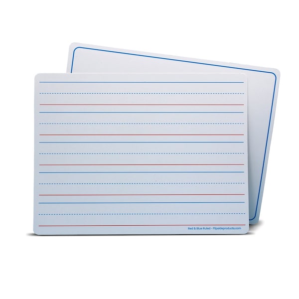 Flipside 9" x 12" Magnetic, Red & Blue Ruled, Two-Sided, Dry Erase Learning Mat - 24 Pack 20176 - main
