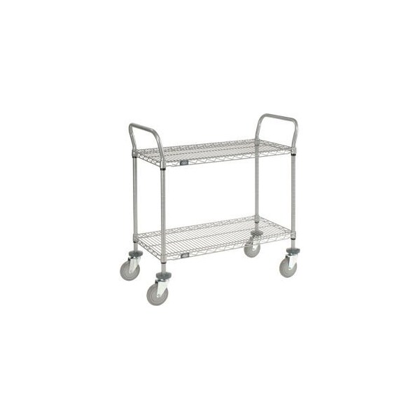 Global Equipment Nexel Utility Cart, 2 Shelf, Nexelate , 42"L x 18"W x 42"H, Pneumatic Casters 1842N2EP - main