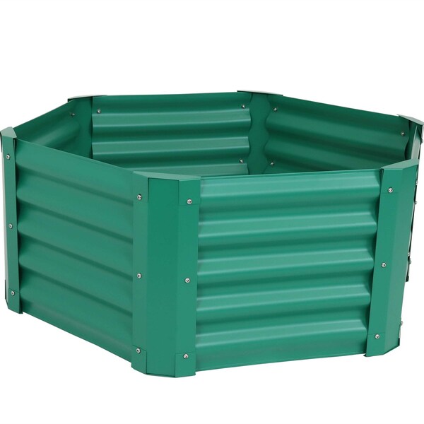 Homeroots 16in X 41in Green Steel Hexagon Planter Box 668466 - main