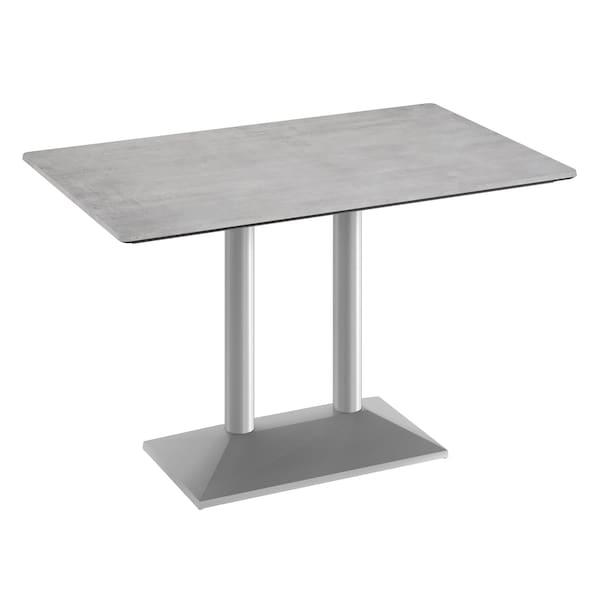 Flash Furniture 48" x 30" Outdoor Tabletop, Gray Faux Concrete, Seamless Surface Technology, 27x15 Silver Table Base ST-REC3048-CMGY-TB002S-GG - main