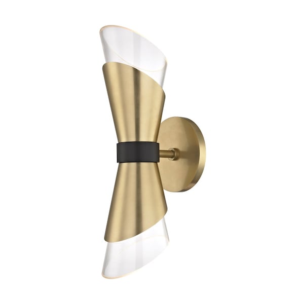Mitzi Angie 2 Light Wall Sconce 4.75 In. Aged Brass/Black H130102-AGB/BK - main