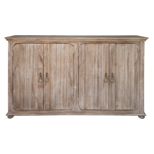 Homeroots 72" Sand Solid and Manufactured Wood Distressed Credenza 527097 - main