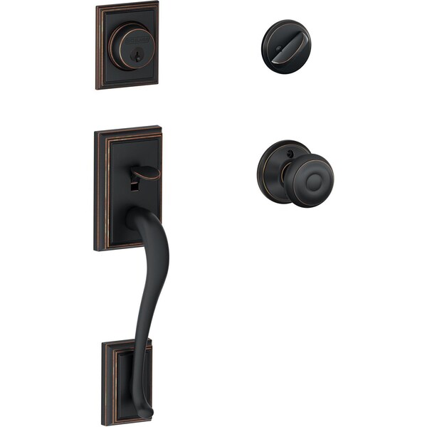 Schlage Residential F60GADD716GEO Addison Handleset with Georgian - Aged Bronze F60-V-ADD-GEO-716 - main