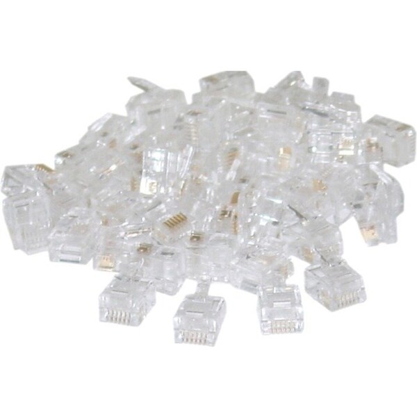 Cable Wholesale CableWholesale Phone Data RJ12 Crimp Connectors for Flat Cable 6P6C 50 Pieces, 50PK 31D0-6P6CF - main