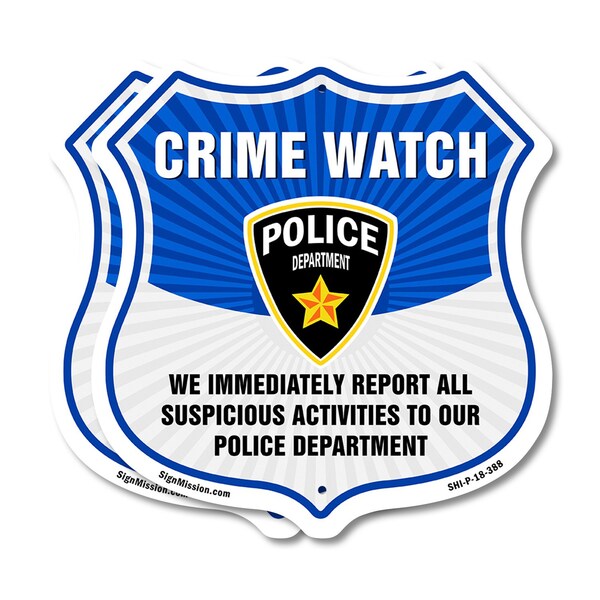 Signmission Neighborhood Crime Watch Shield Sign We, 18 inch X 18 inch, Plastic Sign, 2PK SHI-P-2PACK-18-388 - main