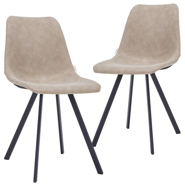 Leisuremod Markley Modern Leather Dining Chair With Metal Legs in Taupe, 2PK MC18TP2 - main