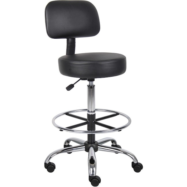 Boss Caressoft Medical/Drafting Stool W/ Back Cushion B16245-BK - main