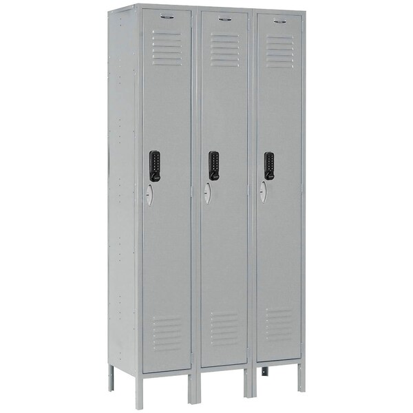 Global Industrial 1-Tier 3 Door Digital Locker, 36"W x 15"D x 78"H, Gray, Unassembled 413194 - main