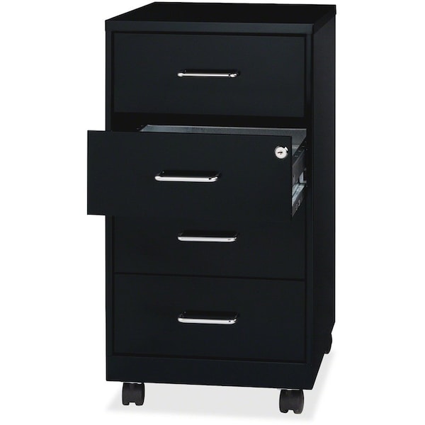 Nusparc 4-Drawer Mobile Storage Cabinet, 14.2" x 18" x 26.5", Black NPRVF418DMBK - main