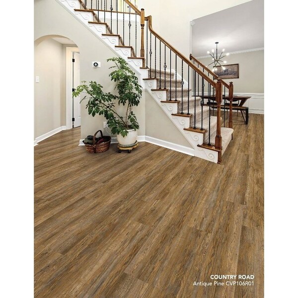 Healthier Choice Flooring Flooring Plank, 60 in L, 9 in W, Pressed Bevel Edge, Stone Polymer Composite/Vinyl, 6PK CVP106R01 - main